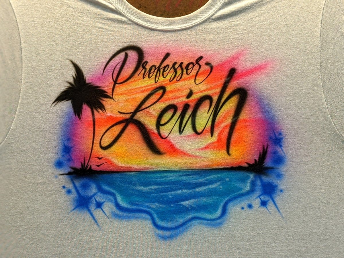 Beach Sunset Design Customizable Airbrush T shirt Design from Airbrush Customs x Dale The Airbrush Guy