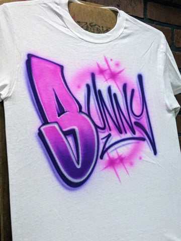 block letter name custom personalized airbrush apparel design