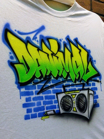 boom box graffiti custom personalized airbrush apparel design