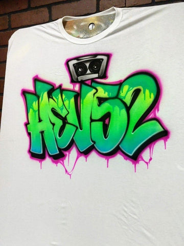 Cassette Tape Graffiti Customizable Airbrush T shirt Design from Airbrush Customs x Dale The Airbrush Guy
