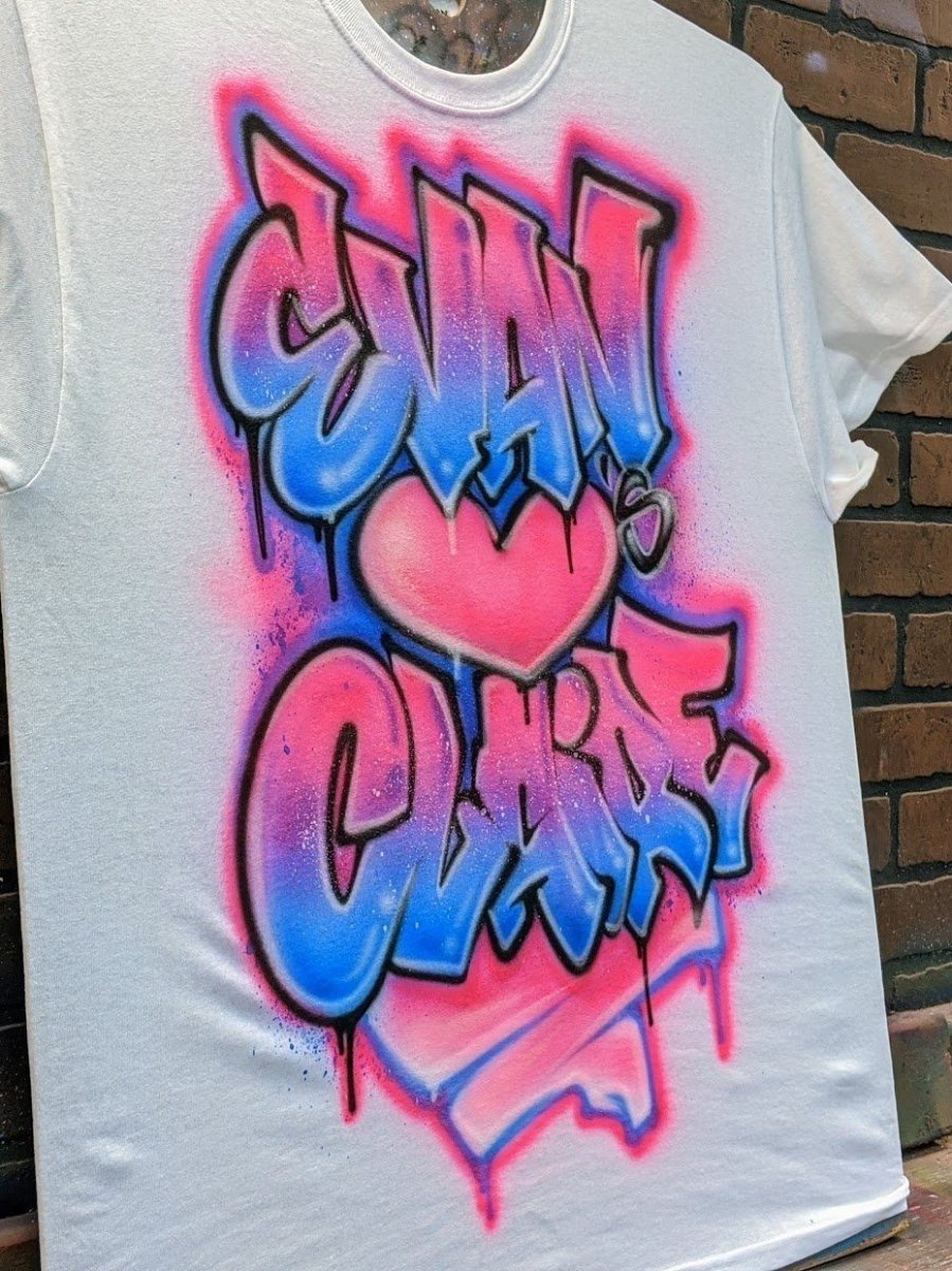 Couples Graffiti Heart Customizable Airbrush T shirt Design from Airbrush Customs x Dale The Airbrush Guy
