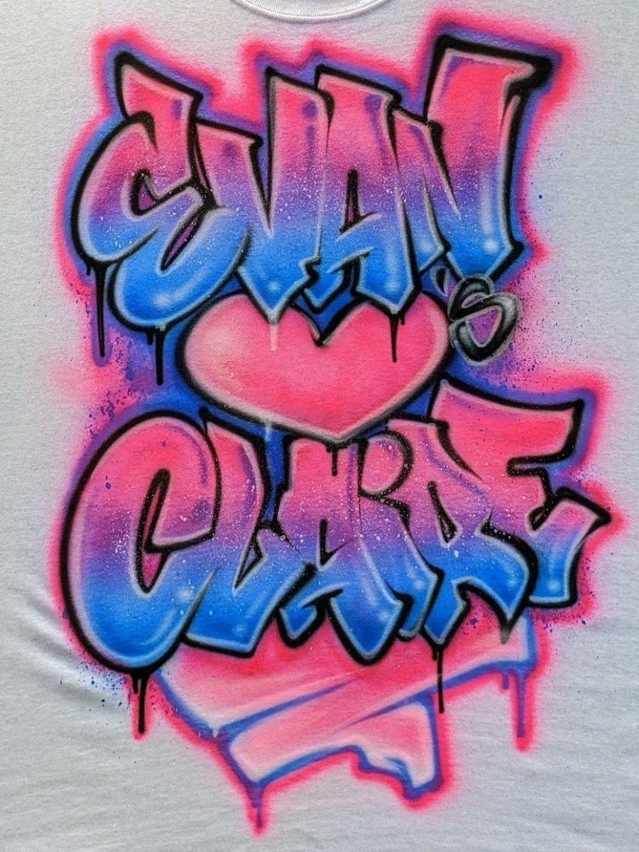 Couples Graffiti Heart Customizable Airbrush T shirt Design from Airbrush Customs x Dale The Airbrush Guy