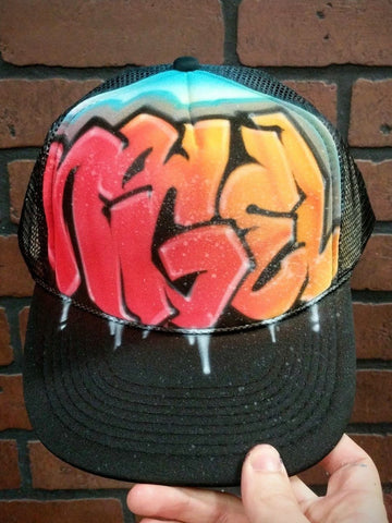 graffiti name hat custom personalized airbrush apparel design