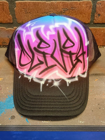 urban name hat personalized custom airbrush apparel design