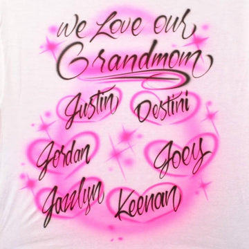 Family Hearts Design Customizable Airbrush T shirt Design from Airbrush Customs x Dale The Airbrush Guy