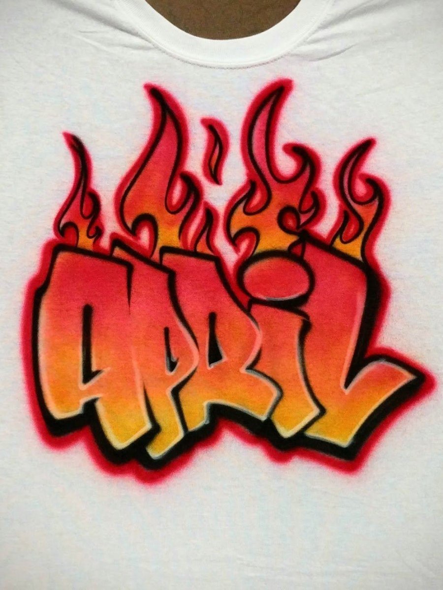Flame Graffiti Customizable Airbrush T shirt Design from Airbrush Customs x Dale The Airbrush Guy