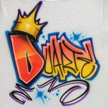 block letter crown custom personalized airbrush apparel design