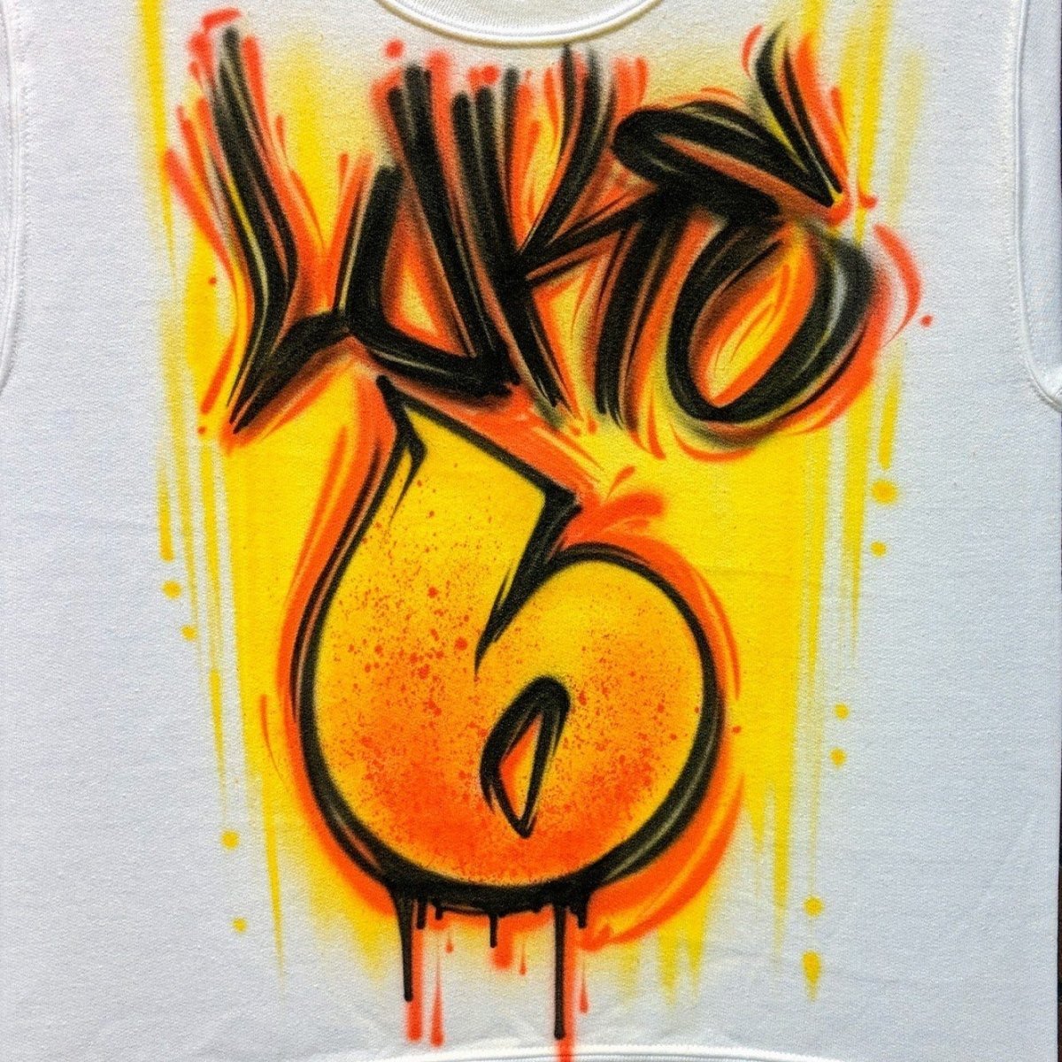 Grunge Name + Number Customizable Airbrush T shirt Design from Airbrush Customs x Dale The Airbrush Guy