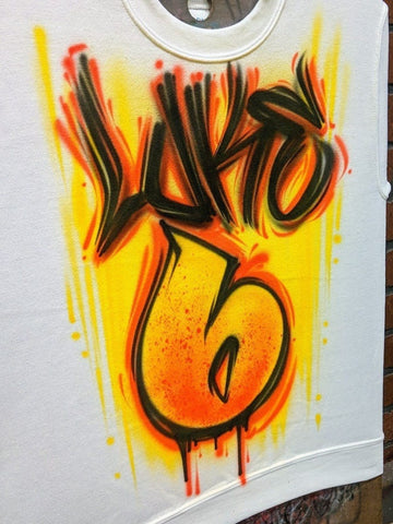 grunge name + number custom personalized airbrush apparel design