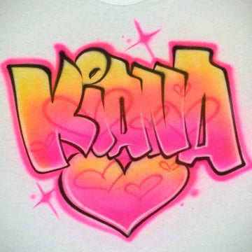 Heart Name Design Customizable Airbrush T shirt Design from Airbrush Customs x Dale The Airbrush Guy