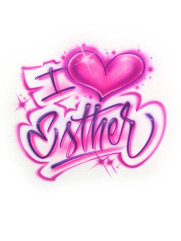 I Love Name Customizable Airbrush T shirt Design from Airbrush Customs x Dale The Airbrush Guy