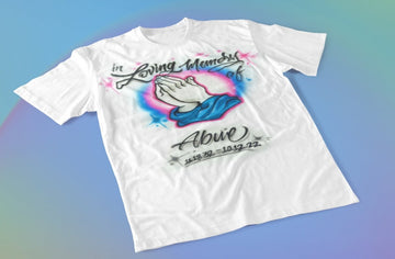 Memorial Prayer Hands Customizable Airbrush T shirt Design from Airbrush Customs x Dale The Airbrush Guy