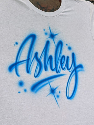 Monochrome Script Name Customizable Airbrush T shirt Design from Airbrush Customs x Dale The Airbrush Guy