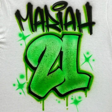 Name + Number Design Customizable Airbrush T shirt Design from Airbrush Customs x Dale The Airbrush Guy