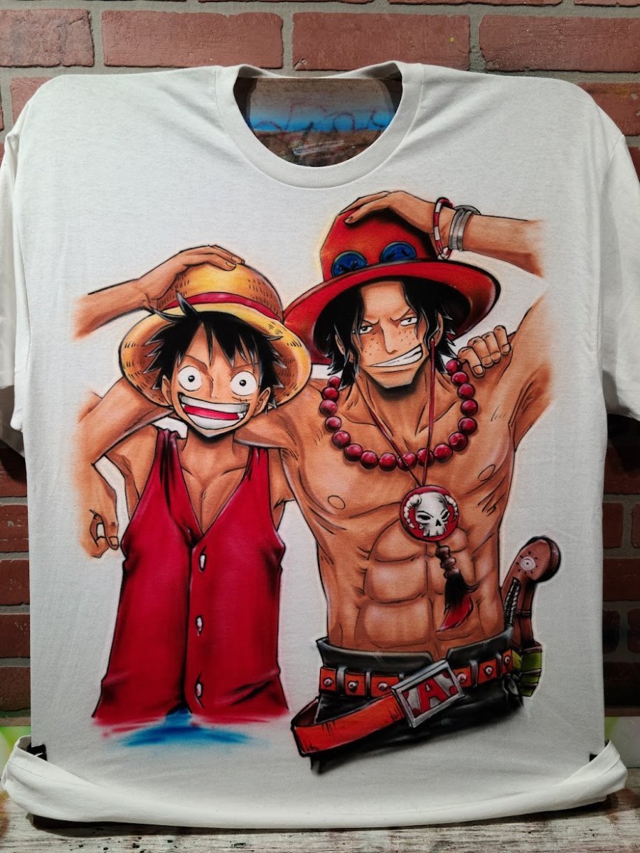 One Piece Luffy & Ace Customizable Airbrush T shirt Design from Airbrush Customs x Dale The Airbrush Guy