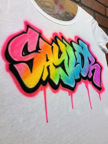 rainbow graffiti personalized custom airbrush apparel design