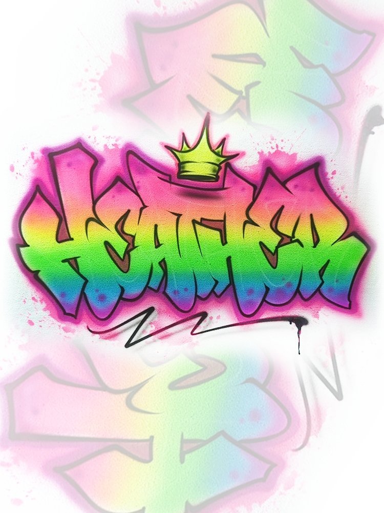 Rainbow Graffiti Customizable Airbrush T shirt Design from Airbrush Customs x Dale The Airbrush Guy