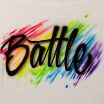 Rainbow Script Name Customizable Airbrush T shirt Design from Airbrush Customs x Dale The Airbrush Guy