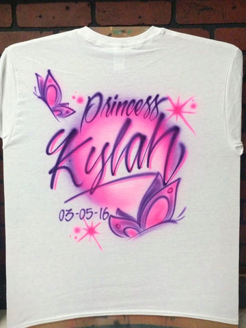 script butterfly personalized custom airbrush apparel design