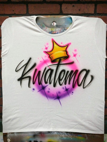 Script Crown Name Customizable Airbrush T shirt Design from Airbrush Customs x Dale The Airbrush Guy