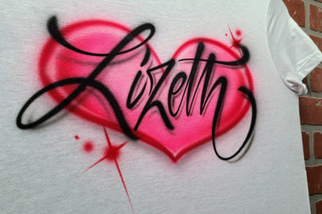 Script Heart Design Customizable Airbrush T shirt Design from Airbrush Customs x Dale The Airbrush Guy