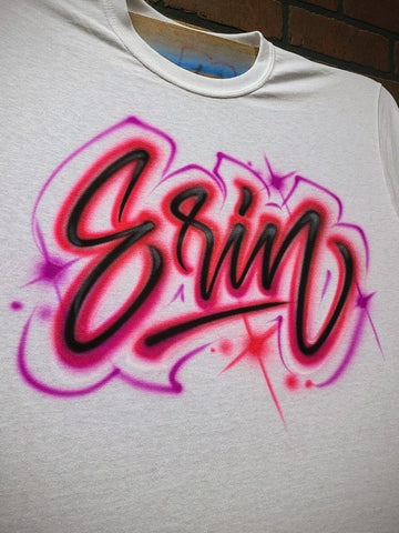 script name personalized custom airbrush apparel design
