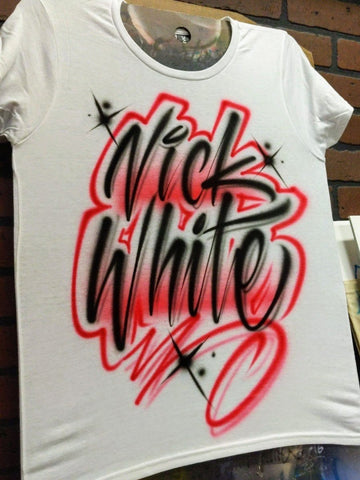 script name personalized custom airbrush apparel design