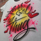 Script + Tiny Hearts Customizable Airbrush T shirt Design from Airbrush Customs x Dale The Airbrush Guy