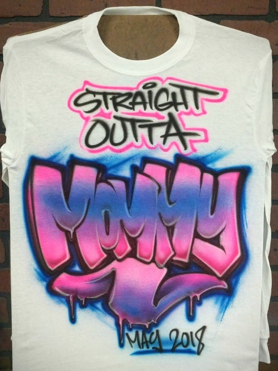 Straight Outta Mommy Customizable Airbrush T shirt Design from Airbrush Customs x Dale The Airbrush Guy