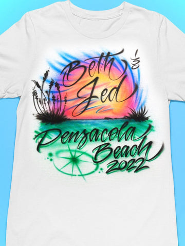 sunset lake reeds personalized custom airbrush apparel design