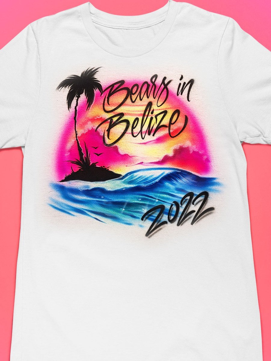 Sunset Ocean Waves Customizable Airbrush T shirt Design from Airbrush Customs x Dale The Airbrush Guy
