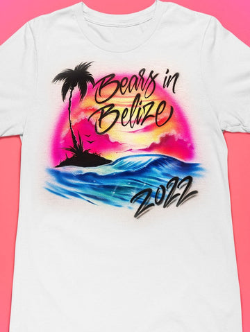 Sunset Ocean Waves Customizable Airbrush T shirt Design from Airbrush Customs x Dale The Airbrush Guy