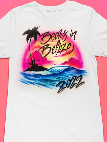 sunset ocean waves personalized custom airbrush apparel design