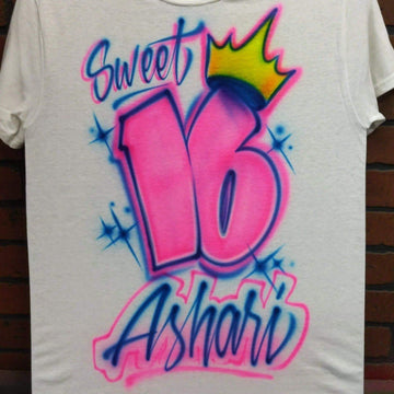 Sweet 16 Crown Customizable Airbrush T shirt Design from Airbrush Customs x Dale The Airbrush Guy