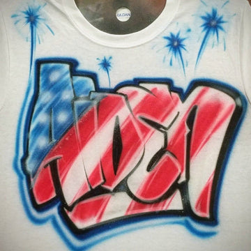 USA Graffiti Name Customizable Airbrush T shirt Design from Airbrush Customs x Dale The Airbrush Guy