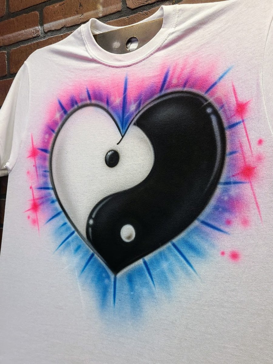 Yin Yang Heart Customizable Airbrush T shirt Design from Airbrush Customs x Dale The Airbrush Guy
