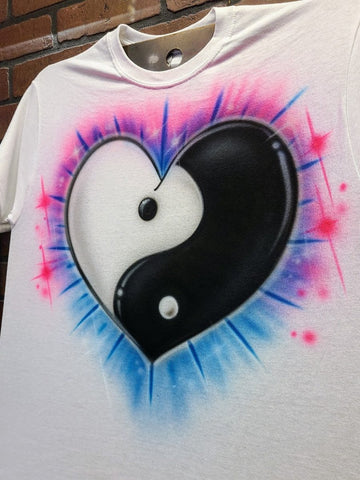 yin yang heart personalized custom airbrush apparel design